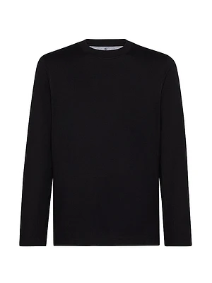 Cotton Jersey Long Sleeve Crew-Neck T-Shirt