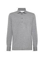 Cotton Jersey Long Sleeve Polo Shirt
