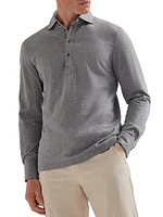 Cotton Jersey Long Sleeve Polo Shirt