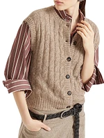 Mohair, Cotton and Wool Dazzling Cable Cardigan