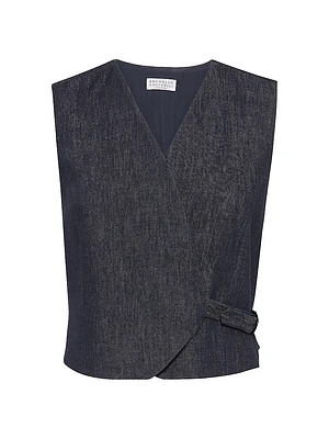 Cotton Denim Effect Twill Vest