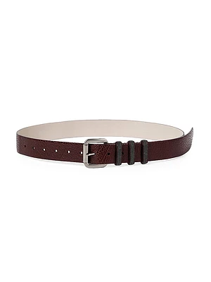 Glossy Hammered Calfskin Belt with Shiny Loops