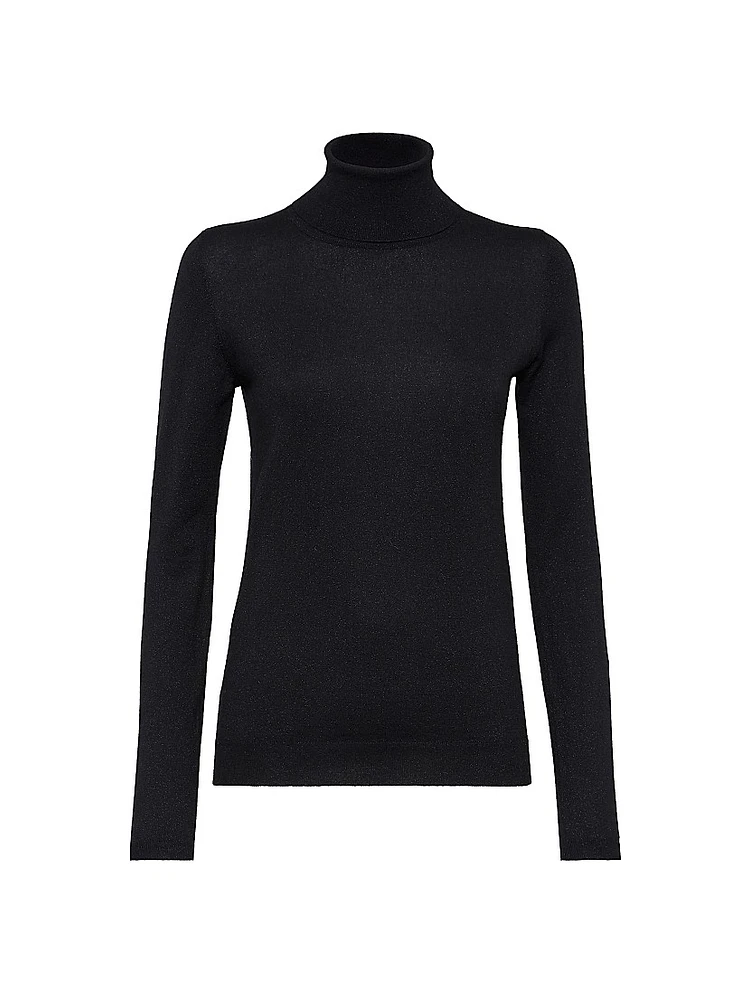 Sparkling Cashmere and Silk Lightweight Turtleneck Sweater