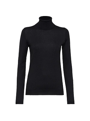 Sparkling Cashmere and Silk Lightweight Turtleneck Sweater