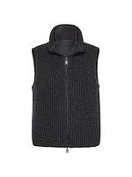 Cashmere Feather Yarn Reversible Knit Down Vest