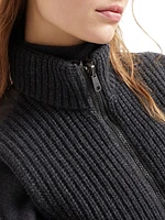 Cashmere Feather Yarn Reversible Knit Down Vest