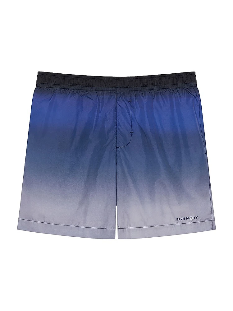 Printed Swim Shorts with Gradient Effect