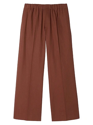 Elasticated Wide-Leg Cotton Trousers