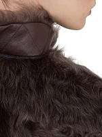 Wavy Shearling Vest with Leather Belt and Monili