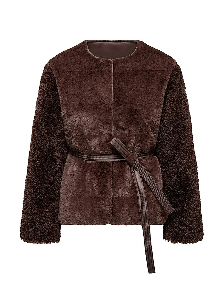 Jouillat Puffer Jacket Faux Fur and Teddy