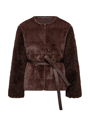 Jouillat Puffer Jacket Faux Fur and Teddy