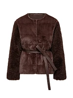 Jouillat Puffer Jacket Faux Fur and Teddy