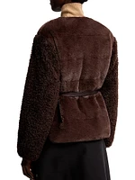 Jouillat Puffer Jacket Faux Fur and Teddy