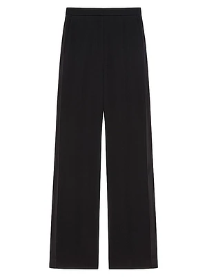 Tailored Cigarette Pants Wool with Satin Bands