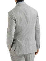 Silk Blend Flecked Prince of Wales Flannel Deconstructed Blazer