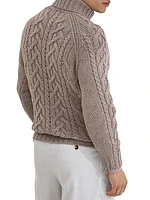 Cashmere Feather Yarn Cable Knit Turtleneck Sweater
