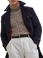 Cashmere Feather Yarn Cable Knit Turtleneck Sweater