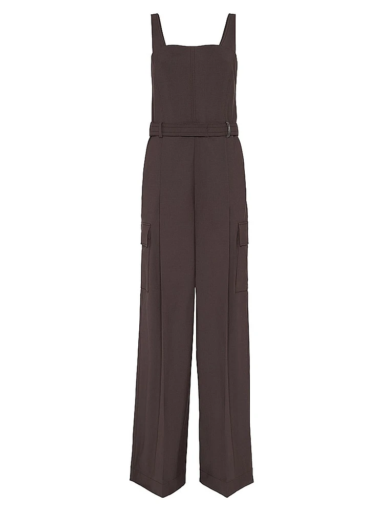 Tropical Luxury Wool Jumpsuit with Monili
