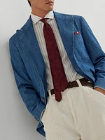 Old Denim Deconstructed Blazer with Peak Lapel