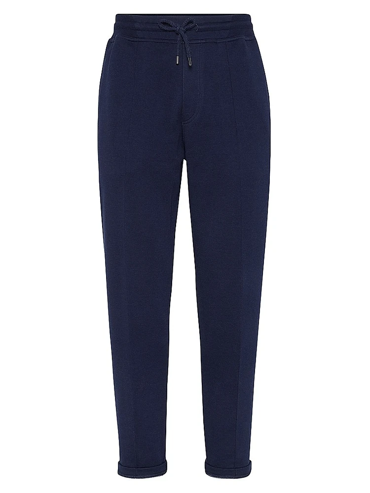 Cotton Blend French Terry Double Cloth Trousers