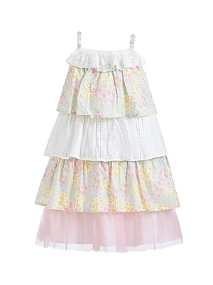 Little Girl's Tiered Warm Floral Dress Set