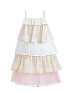 Little Girl's Tiered Warm Floral Dress Set