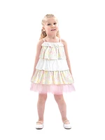 Little Girl's Tiered Warm Floral Dress Set