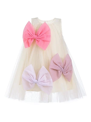Little Girl's Tulle Bow Sleeveless Dress