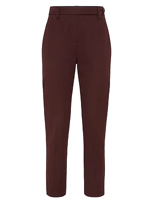 Stretch Cotton Cover Cigarette Trousers with Monili