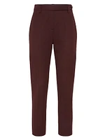 Stretch Cotton Cover Cigarette Trousers with Monili