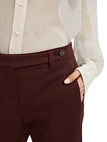 Stretch Cotton Cover Cigarette Trousers with Monili