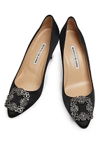 Hangisi 70MM Crystal-Embellished Satin Pumps
