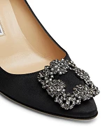 Hangisi 70MM Crystal-Embellished Satin Pumps