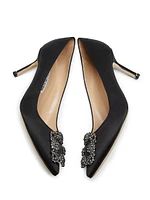 Hangisi 70MM Crystal-Embellished Satin Pumps