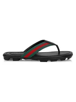 Web & Leather Thong Sandals