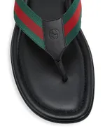Web & Leather Thong Sandals
