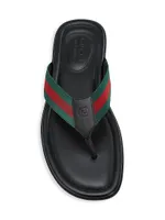 Web & Leather Thong Sandals
