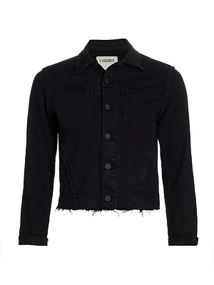Janelle Slim-Fit Raw-Hem Denim Jacket