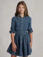 Little Girl's & Belted Denim Shirtdress