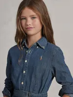 Little Girl's & Belted Denim Shirtdress