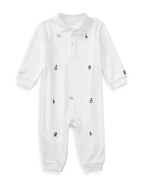 Baby Boy's Embroidered Cotton Coverall