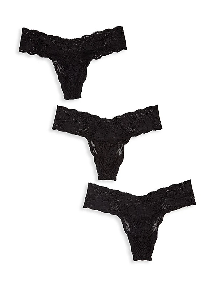 Low-Rise 3-Pack Lace Thong
