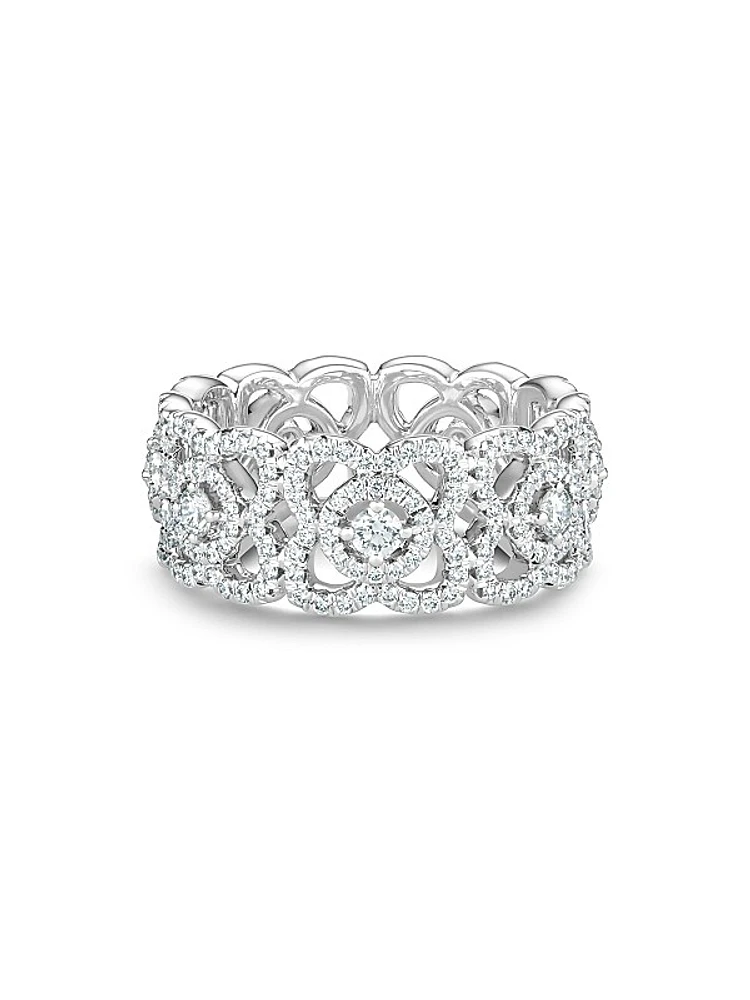Enchanted Lotus Diamond & 18K White Gold Band Ring