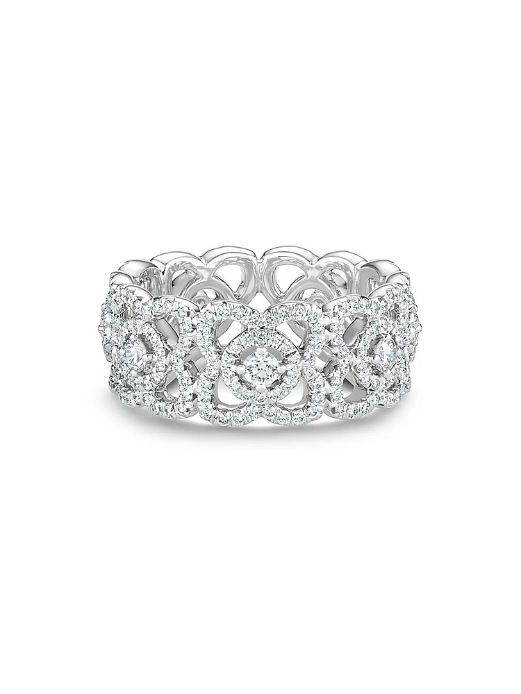 Enchanted Lotus Diamond & 18K White Gold Band Ring