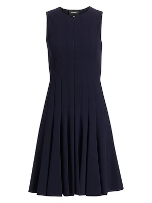Zipper-Accented Wool Dress
