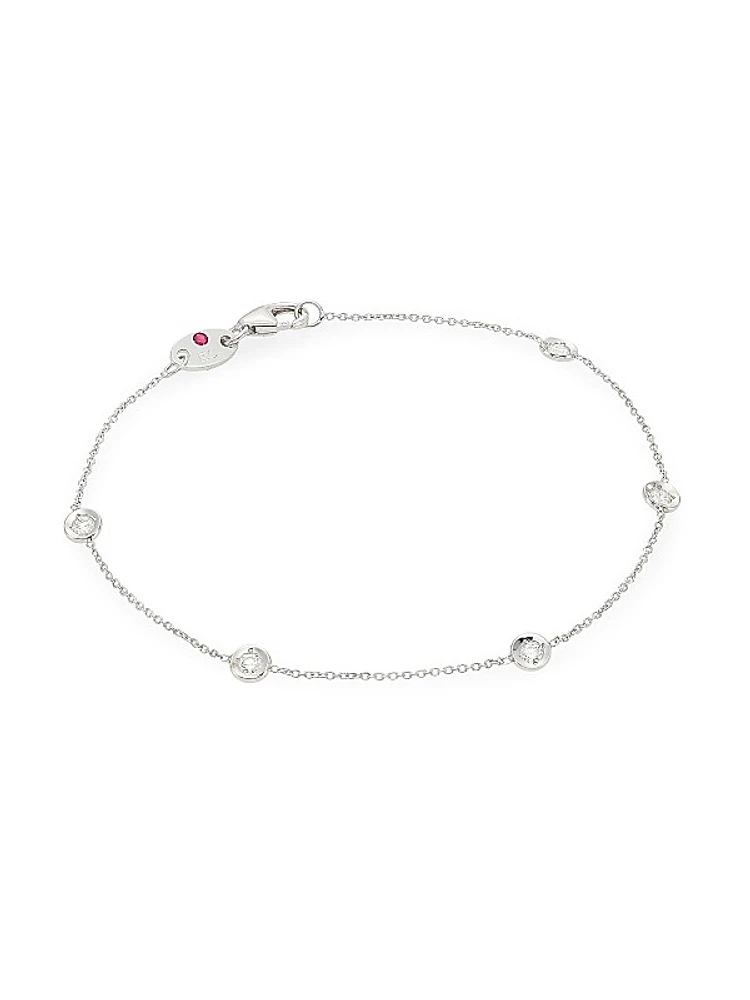 Tiny Treasures 18K White Gold & Diamond Bezel Station Bracelet