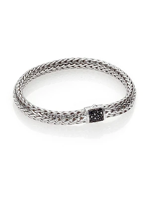 Classic Chain Sterling Silver & Black Sapphire Bracelet