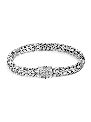 Classic Chain Sterling Silver & 0.24 TCW Diamond Bracelet