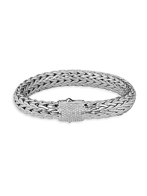 Classic Chain Sterling Silver & 0.62 TCW Diamond Bracelet