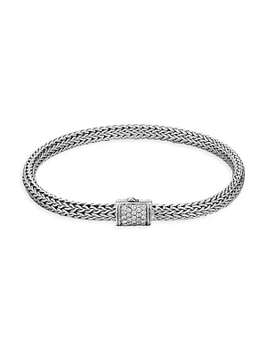 Classic Chain Sterling Silver & 0.17 Diamond Bracelet